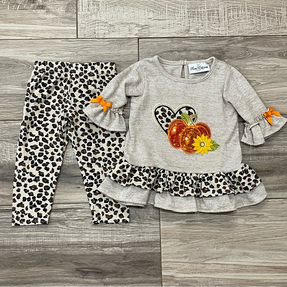 Rare Editions Other - Adorable Fall Pumpkin Leopard Set